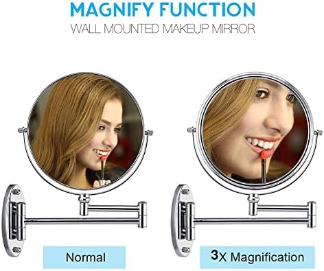 Durable Double-Sided Swivel Makeup Mirror wall-mounted 3X Magnification
