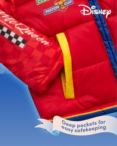 Disney Boys Puffer Jacket - Mickey Cars Buzz Lightyear Full Zip