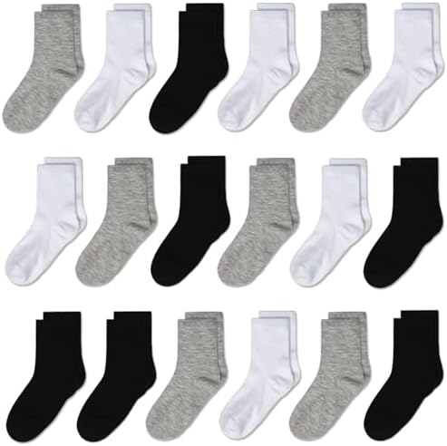 Kids Socks 18 Pair Pack - Breathable Comfort for All Ages