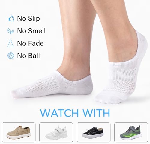 Comfoex Boys Socks - Comfortable Arch Support Non-Slip 10 Pairs