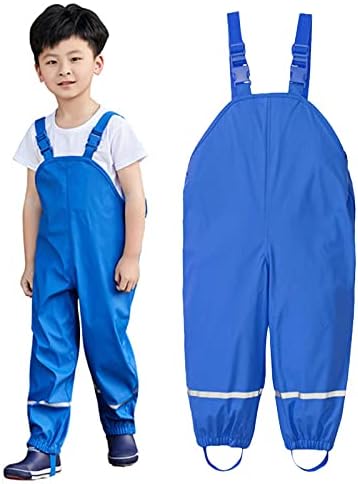 Boys Girls Waterproof Rain Bib Pants Overalls for Toddlers and Kids Waterproof Windproof Breathable 10-12 Years
