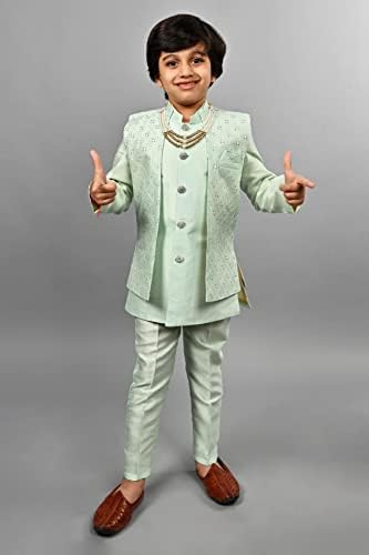 AHHA AAAA Kids Ethnic Silk Blend Indo-Western Sherwani Set for Boys 504MF
