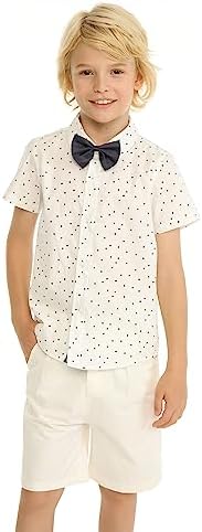 Mud Kingdom Little Boys Short Sleeve Dress Shirts Cute Summer