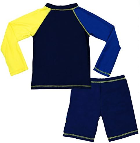 Boys Two-Piece Rash Guard Swim Suits Kids Long Sleeve Sunsuit Swimwear
