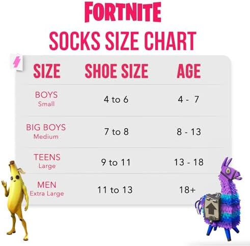 FORTNITE gamer crew socks 6-pack for boys and teens vibrant designs soft durable adjustable