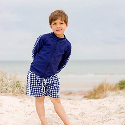 SwimZip Boys Long Sleeve Rash Guard Swim Shorts Set - UPF 50 Sun Protection