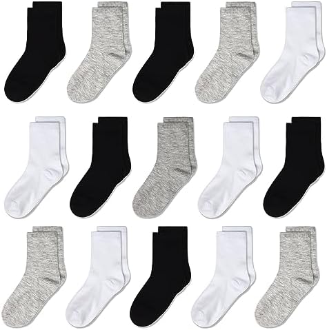 GENTABY Kids Crew Socks 15 Pairs for Boys and Girls