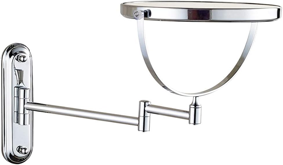 Bathroom Makeup Mirror Adjustable 360 Swivel Vanity Mirror Wall-Mounted Brass Double Sided