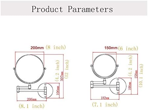 8-Inch Wall-Mounted Double-Sided Makeup Mirror with 3x-10x Magnification