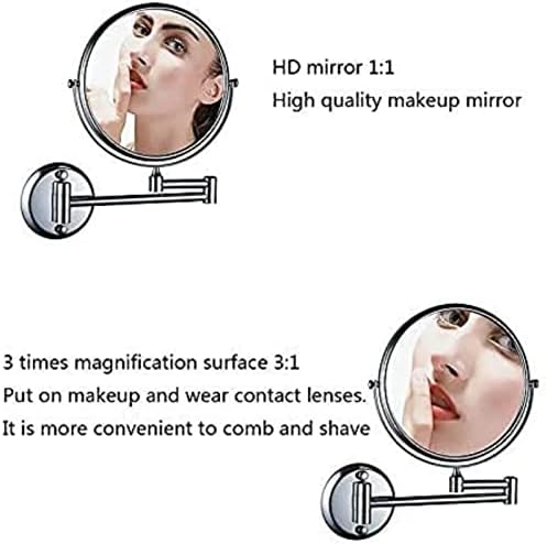 NOVOCE Wall-Mounted Vanity Mirror with LED Illumination - 360-Degree Rotation Magnifying Beauty Tool