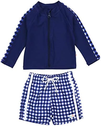 SwimZip Boys Long Sleeve Rash Guard Swim Shorts Set - UPF 50 Sun Protection