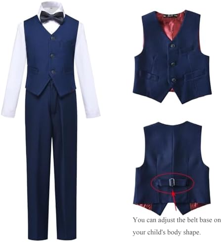 Boys Slim Fit Tuxedo Suit Set for Communion and Weddings