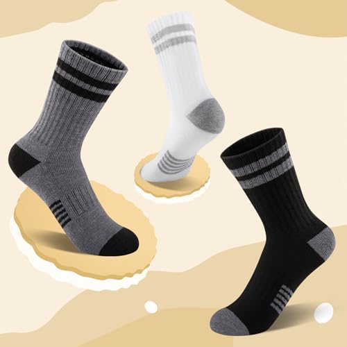 Comfoex 10 Pairs Boys Crew Long Sports Socks for 4-6 6-8 8-10 Year Old Kids