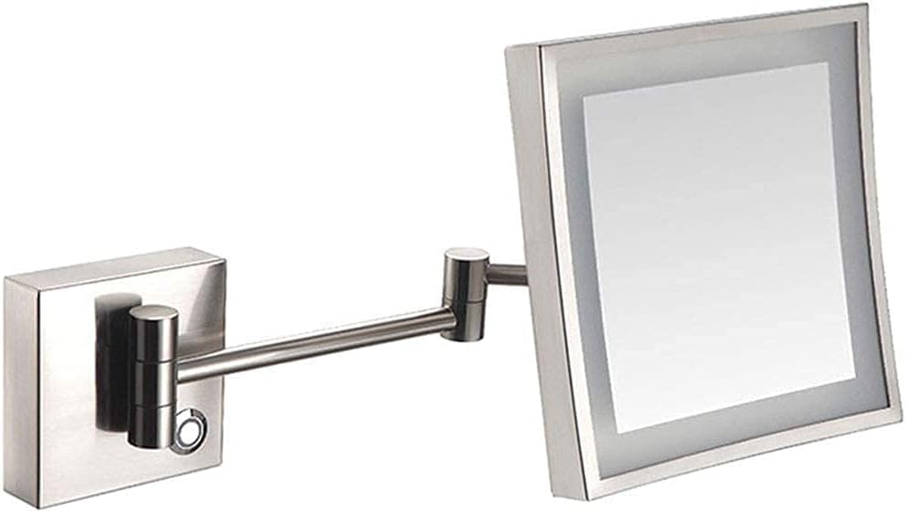 Wall-Mounted 3X Magnifying LED Shaving Mirror with Touch Screen Swivel Extendable