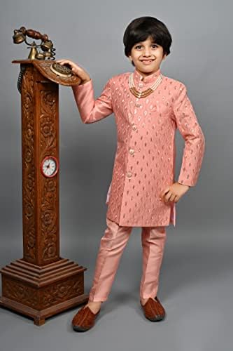 AHHAAAA Silk Blend Kids Party Wear Sherwani Set for Boys