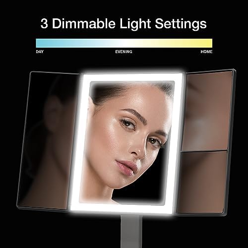 Fancii LED Lighted Makeup Mirror - Rechargeable 3 Color Temp 5X7X Magnification