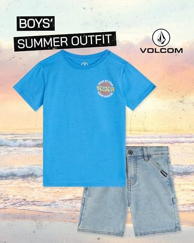 Volcom Boys Casual Shorts Set Graphic T-Shirt Denim Shorts - Perfect for Summer