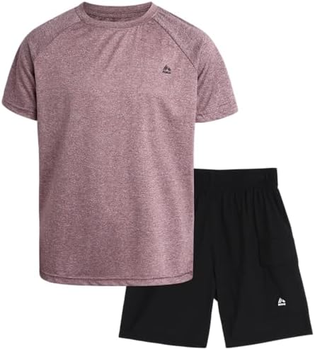 RBX Boys Active Shorts Set - Short Sleeve T-Shirt and Hybrid Tech Shorts for Fitness and Fashion