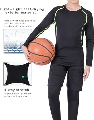 2 Pack Boys Girls Compression Shirts for Sports Activities