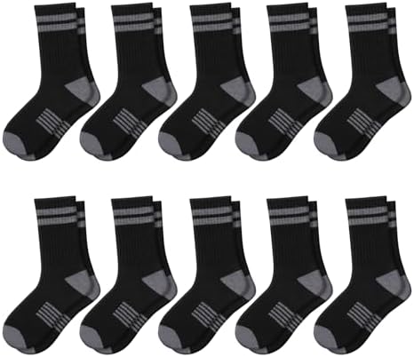 Comfoex 10 Pairs Boys Crew Long Sports Socks for 4-6 6-8 8-10 Year Old Kids