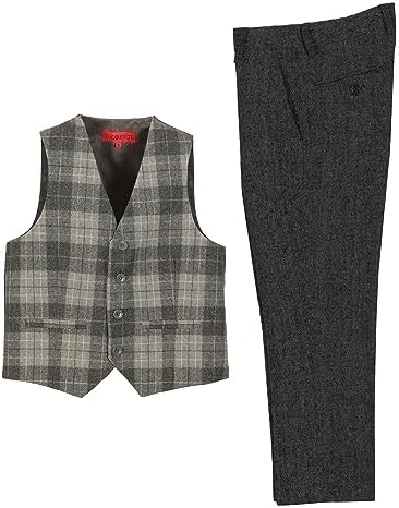 Gioberti Boys Tweed Plaid Set