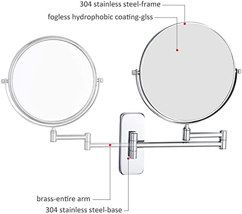 NOVOCE Double-Sided Makeup Mirror 7X Magnification Chrome 8 inch