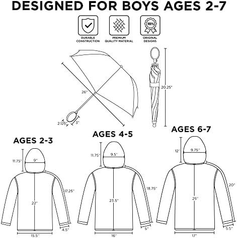 Disney Boys Little Umbrella Poncho Raincoat Set - Perfect for Rainy Days