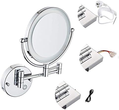 8 Inch Two-Sided Swivel Makeup Mirror with LED Light and Magnification
