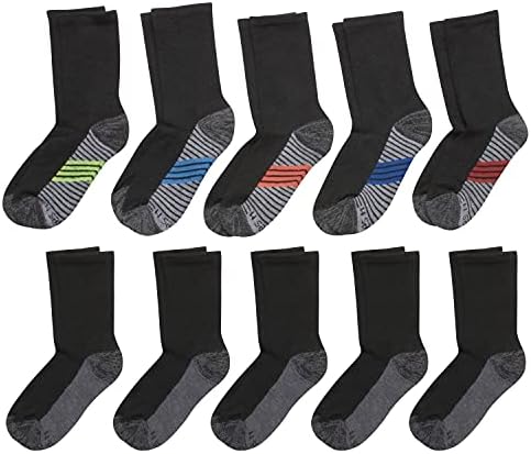 Hanes Boys No Show Sport Socks 10 Pair Black Grey Small US