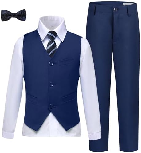 Boys Slim Fit Tuxedo Suit Set for Communion and Weddings