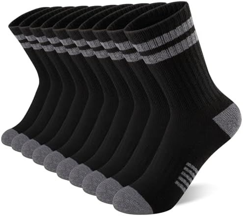 Comfoex 10 Pairs Boys Crew Long Sports Socks for 4-6 6-8 8-10 Year Old Kids