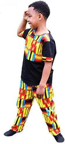 SHENBOLEN Boys African Print Kente Suit Set