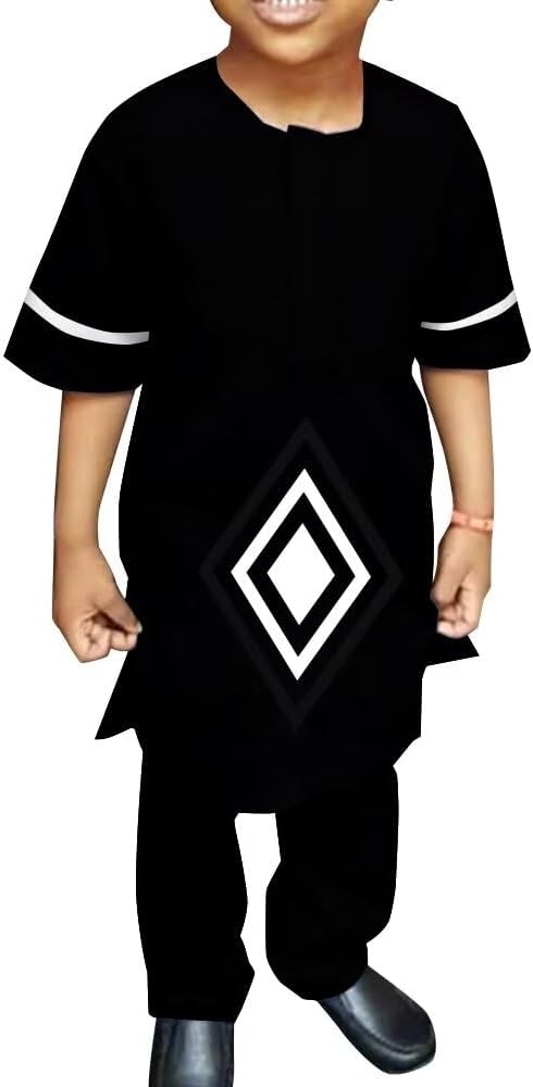 African Traditional Kids Dashiki Set - Comfortable Stylish Boys Attire Perfect for Festivals Special Occasions