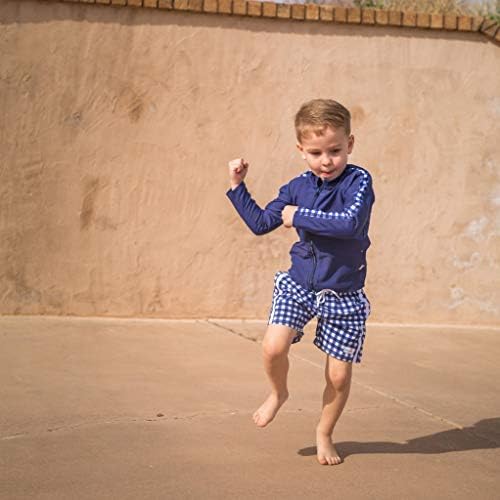 SwimZip Boys Long Sleeve Rash Guard Swim Shorts Set - UPF 50 Sun Protection