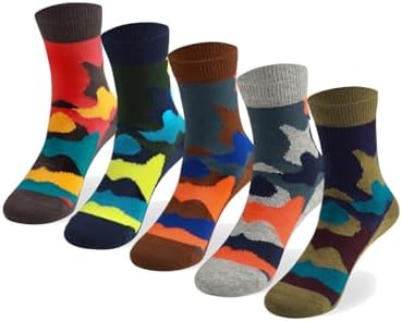 COTTON DAY Kids Boys Crew Socks - Bright Pattern Design