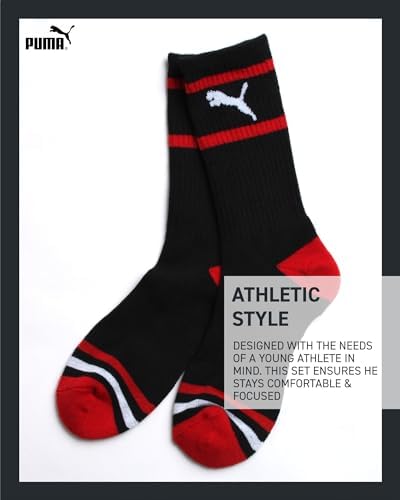 PUMA Boys Hype Unders Sleek Graphic T-Shirt Crew Socks Set