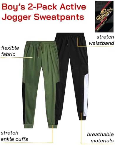 Quad Seven Boys athletic joggers with soft tricot fabric