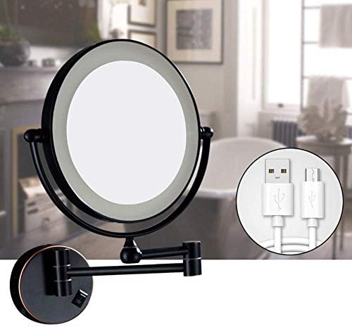 Wall-Mounted Makeup Mirror with 360-Degree Swivel LED Lights