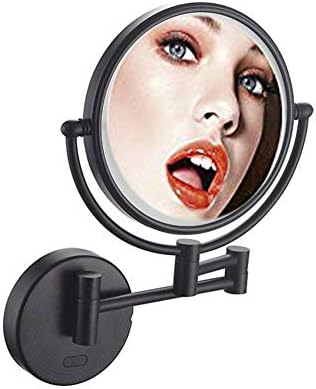 Wall-Mounted Makeup Mirror 9-Inch Extension Matte Black 7X for Girls
