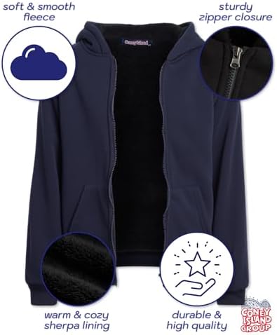 Coney Island Boys Cozy Sherpa Fleece Hoodie - Perfect for Any Season