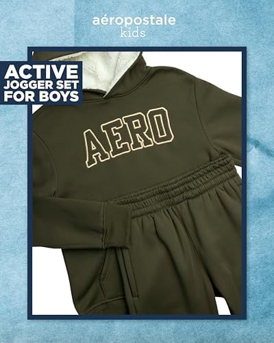 AEROPOSTALE Boys Jogger Set - 2-Piece Sherpa Lined Pullover Hoodie Fleece Sweatpants