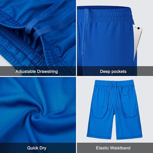 5 Pack Boys Athletic Shorts Quick Dry Active Performance