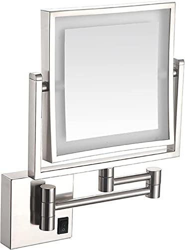 LCARY Wall Mounted Makeup Mirror LED 8 Inch Black