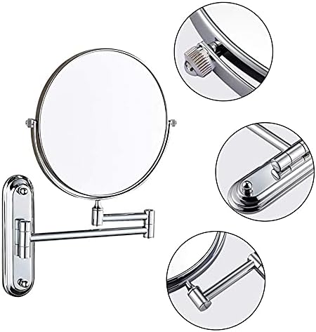 Bathroom Makeup Mirror Adjustable 360 Swivel Vanity Mirror Wall-Mounted Brass Double Sided