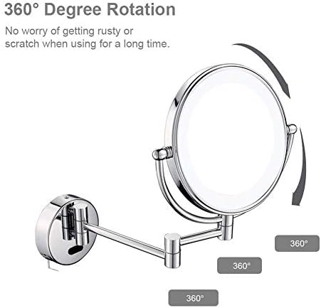 Wall-Mounted Makeup Mirror 8-inch Bright Silver Extendable