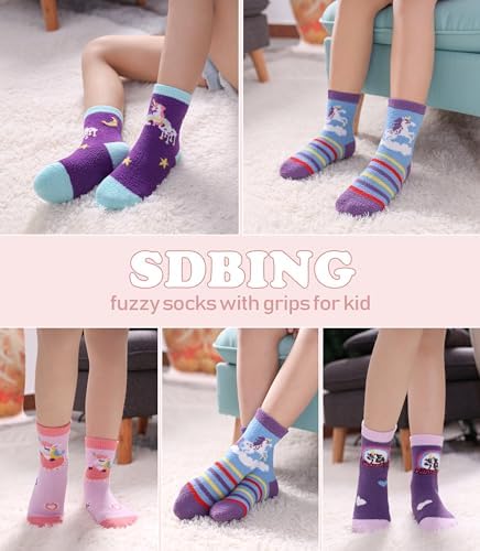 SDBING Kids Fuzzy Socks for Boys Girls Non-Slip Comfy and US-Made