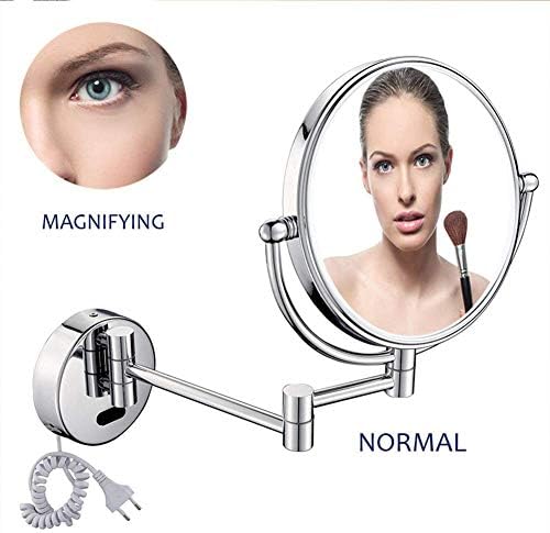 Wall-Mounted Makeup Mirror 8-inch Bright Silver Extendable