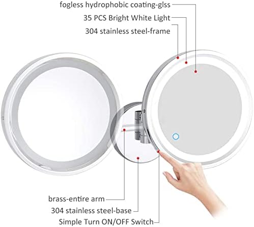 NOVOCE Touch Dimming Switch Makeup Mirror