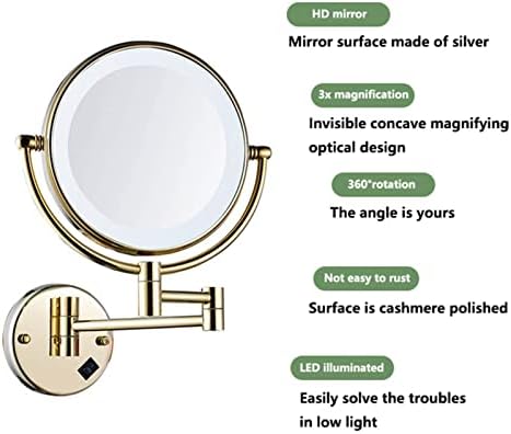 360 Wall-Mounted Makeup Mirror with LED Light