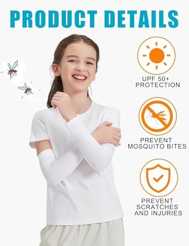 4-Pair UV Protection Arm Sleeves for Kids in Sports and Activities